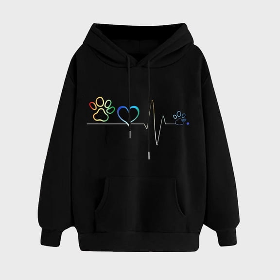 PNTUTB Women's Print Winter Hoodie Pullover Fashion Round Neck Long Sleeved Comfortable Sweatshirt