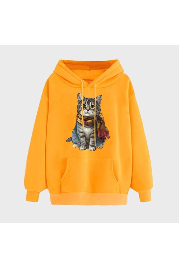 Women's Print Winter Hoodie Pullover Long Sleeved Comfortable Sweatshirt