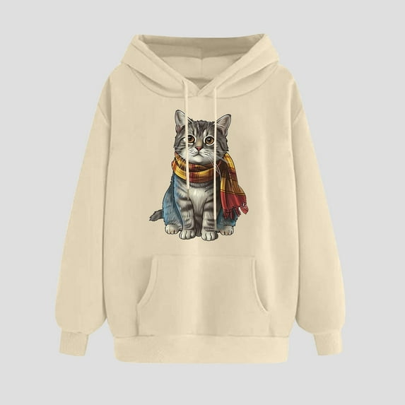 PNTUTB Women's Print Winter Hoodie Pullover Long Sleeved Comfortable Sweatshirt