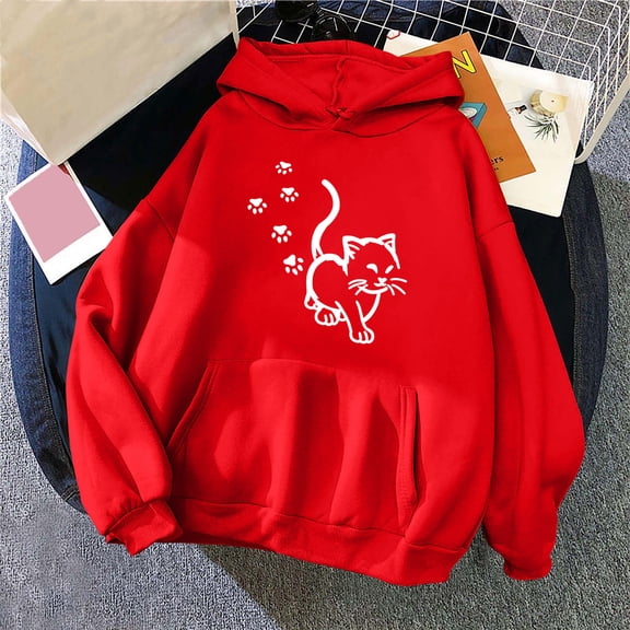 PNTUTB Women's Print Winter Hoodie Pullover Long Sleeved Comfortable Sweatshirt