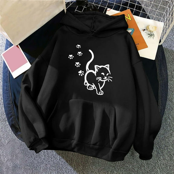 PNTUTB Women's Print Winter Hoodie Pullover Long Sleeved Comfortable Sweatshirt