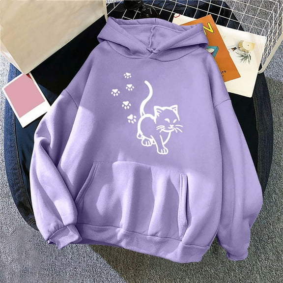 PNTUTB Women's Print Winter Hoodie Pullover Long Sleeved Comfortable Sweatshirt