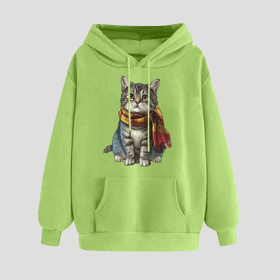 PNTUTB Women's Print Winter Hoodie Pullover Long Sleeved Comfortable Sweatshirt