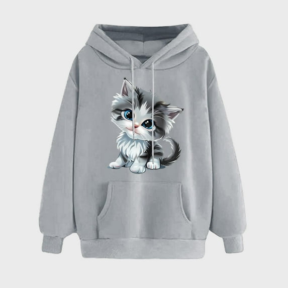 PNTUTB Women's Print Winter Hoodie Pullover Round Neck Long Sleeved Comfortable Fashion Sweatshirt