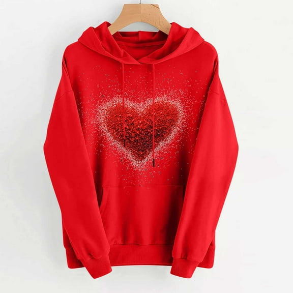 PNTUTB Women's Print Winter Hoodie Round Neck Pullover Fashionable Long Sleeved Comfortable Sweatshirt