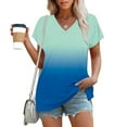 thumbnail image 1 of PNTUTB Women's Printed Stylish Casual Wear V Neck Short-sleeved T-shirt Loose Short Sleeve, 1 of 6