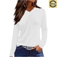 thumbnail image 1 of PNTUTB Women's Regular Basic Versatile Solid Color Long Sleeve V Neck Casual Lightweight Comfort Tops, 1 of 6