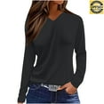 thumbnail image 1 of PNTUTB Women's Regular Basic Versatile Solid Color Long Sleeve V Neck Casual Lightweight Comfort Tops, 1 of 6