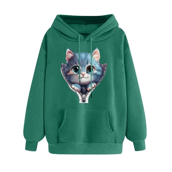 PNTUTB Women's Round Neck Print Winter Hoodie Casual Sweatshirt Long Sleeved Comfortable Pullover