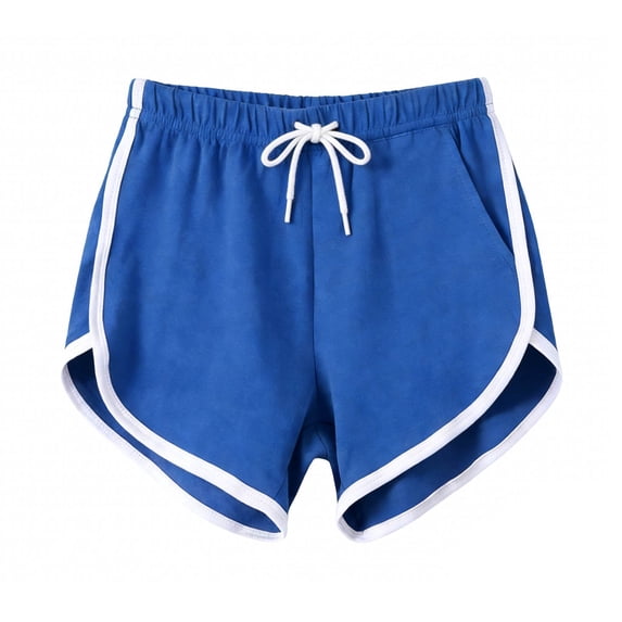 PNTUTB Women's Shorts,Casual Loose Breathable Elastic Waistband Drawstring Solid Color White Trim Yoga Sports Shorts with Pockets