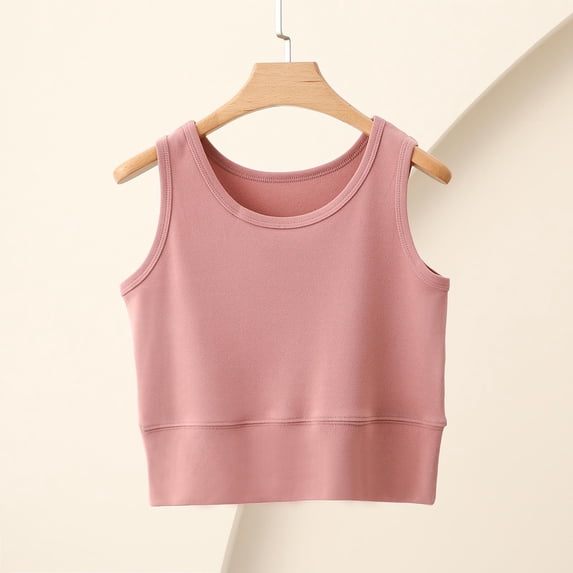 PNTUTB Women's Sleeveless Top,Fashionable Solid-Color Minimalist Versatile Casual Comfortable Round-Neck Cropped Tank Top