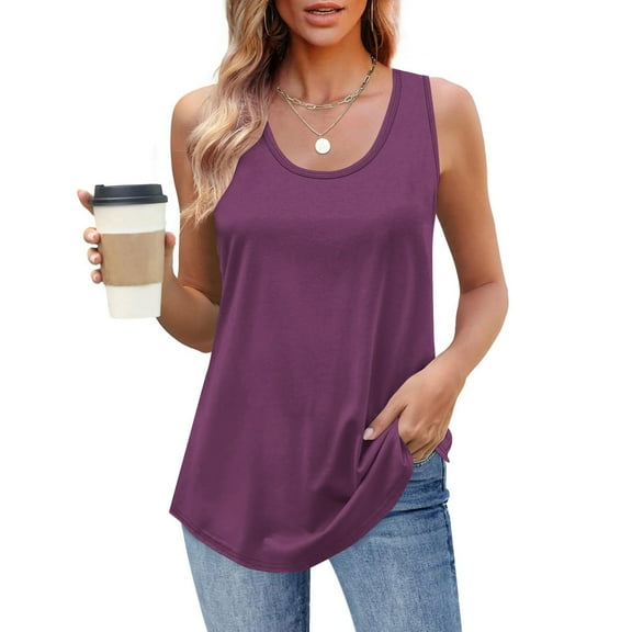 PNTUTB Women's Solid Color Basic Tees Comfortable Fit Round Neck Camisole Sleeveless Casual Blouses
