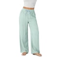 thumbnail image 1 of PNTUTB Women's Solid Color Breathable Elastic Waist Drawstring Pocket Relaxed Comfortable Wide Leg Pants, 1 of 5