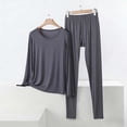 thumbnail image 1 of PNTUTB Women's Solid Color Casual Crew Neck Long Sleeve Top with Comfortable Elastic Waistband Pants Pajama Set, 1 of 6