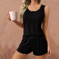 thumbnail image 1 of PNTUTB Women's Solid Color Casual Lightweight Crew Neck Sleeveless Tank Top with Elastic Waist Shorts Pajama Set, 1 of 6