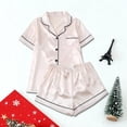 thumbnail image 1 of PNTUTB Women's Solid Color Collared Short Sleeve Pocket Top with Elastic Waist Shorts Casual Comfort Pajama Set, 1 of 6