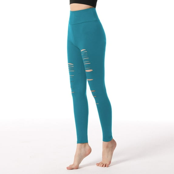 PNTUTB Women's Solid Color Fashionable Perforated High Waisted High Elasticity Breathable Casual Sports Yoga Pants