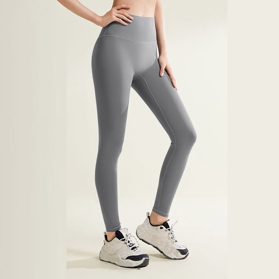 PNTUTB Women's Solid Color High Elasticity Hip Lift Yoga Pants High Waist Running Sports Nude Long Pants