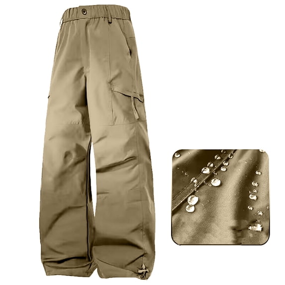 PNTUTB Women's Solid Color Outdoor Casual Waterproof Windproof Button Fly Work Pants with Multiple Pockets