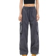 thumbnail image 1 of PNTUTB Women's Solid Color Relaxed Elastic Waist Drawstring Casual Outdoor Hiking Work Pants with Multiple Pockets, 1 of 5