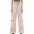 thumbnail image 1 of PNTUTB Women's Solid Color Relaxed Elastic Waist Drawstring Casual Outdoor Hiking Work Pants with Multiple Pockets, 1 of 6