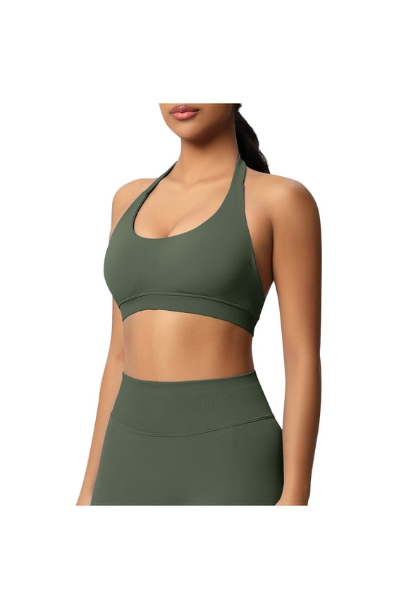 Women's Solid-Color Spaghetti-Strap Tank Top,Neck-Hugging Back-Flattering Workout Shock-Absorbing Supportive form Top
