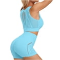 thumbnail image 1 of PNTUTB Women's Solid-Color Sports Set,Front-Zip Sports Bra and High-Waisted High Elasticity Shorts Casual Openwork Design Breathable Two-Piece Set, 1 of 5