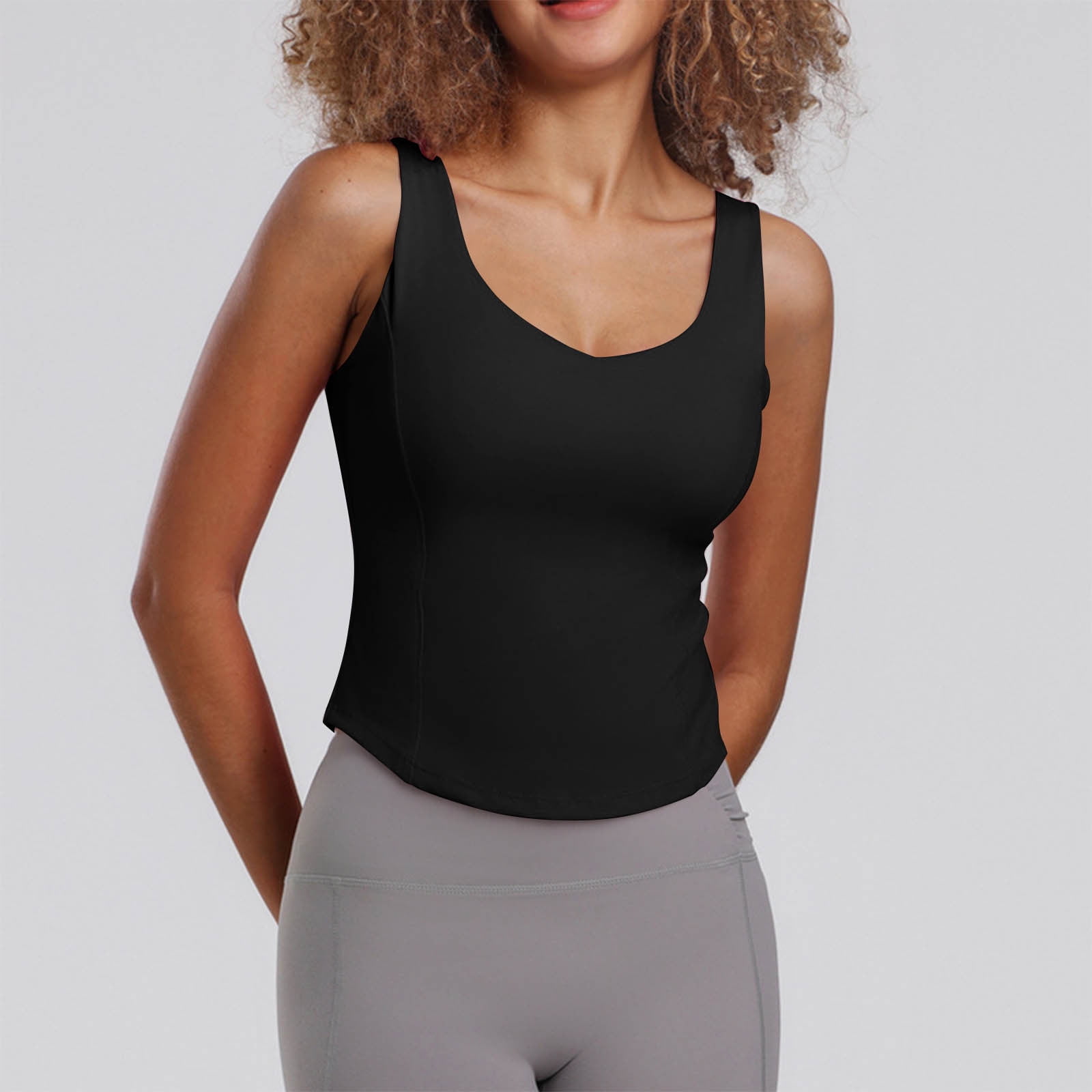 PNTUTB Women's Solid Color Sports Tank Tops with Built-in Padded ...