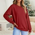thumbnail image 1 of PNTUTB Women's Solid Color V-Neck Basic Versatile Oversized Pullover Long Sleeve Casual Top&Flash Picks, 1 of 6
