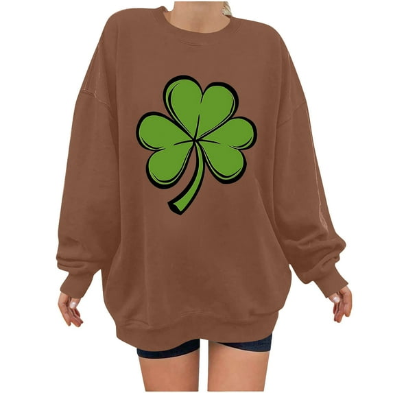 PNTUTB Women's St.Patricks Day Fashion Loose Fit Casual Crew Neck Long Sleeve Cute Print Hoodless Pullover Comfort Sweatshirts