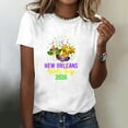 thumbnail image 1 of PNTUTB Women's Summer 2026 Mardi Gras Printed Casual Short Neck Loose Comfortable Sleeve Round T Shirt, 1 of 6