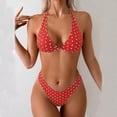 thumbnail image 1 of PNTUTB Women's Summer Fashion Polka Dot Deep V Neck Tie Side Summer Bikini Swimsuit Set, 1 of 6