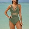 thumbnail image 1 of PNTUTB Women's Summer Fashion Solid Color Mesh Sheer Backless One Piece Swimsuit with Built-in Padded Cups, 1 of 6