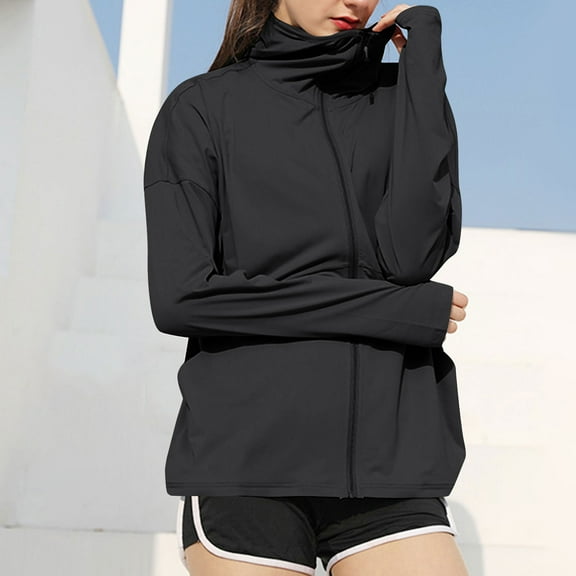 PNTUTB Women's Summer Lightweight Breathable Solid Color Hooded Sun Protection Clothing Long Sleeve Hoodie