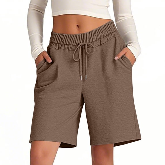 PNTUTB Women's Summer Shorts,Casual Loose Cool Breathable Comfortable Elastic Waistband Drawstring Versatile Shorts with Pockets