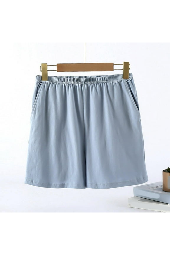 Women's Summer Solid Color Versatile Stretch Waistband Athletic Casual Comfortable Shorts with Pockets
