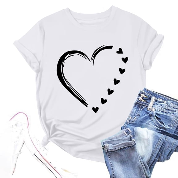 PNTUTB Women's Top Casual Short Sleeve Comfortable Summer Loose Basic Round Neck Fashionable Shirt