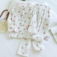 thumbnail image 1 of PNTUTB Women's Winter Fleece Warm Crew Neck Button Up Heart Print Casual Long Sleeve Loose Pajamas Set with Pockets, 1 of 6