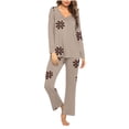 thumbnail image 1 of PNTUTB Womens Casual Floral Print Pajama Set V-neck Long Sleeve Loose Sleepwear Soft Comfortable Lounge Sets, 1 of 6