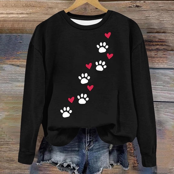 PNTUTB Womens Casual Hoodless Pullover Sweatshirt Crewneck Long Sleeve Printed Fashion Loose Comfort Tops