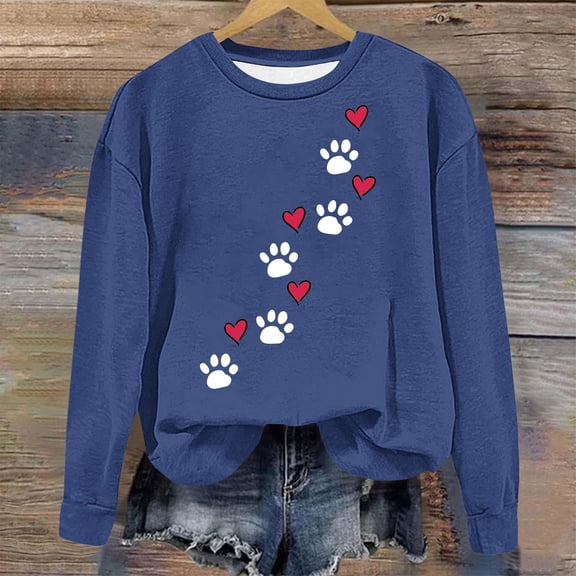 PNTUTB Womens Casual Hoodless Pullover Sweatshirt Crewneck Long Sleeve Printed Fashion Loose Comfort Tops