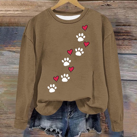 PNTUTB Womens Casual Hoodless Pullover Sweatshirt Crewneck Long Sleeve Printed Fashion Loose Comfort Tops