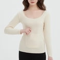 thumbnail image 1 of PNTUTB Womens Fall Solid Color Crew Neck Long Sleeve Stretch Slim Round Neck Undershirt with Pocket, 1 of 5