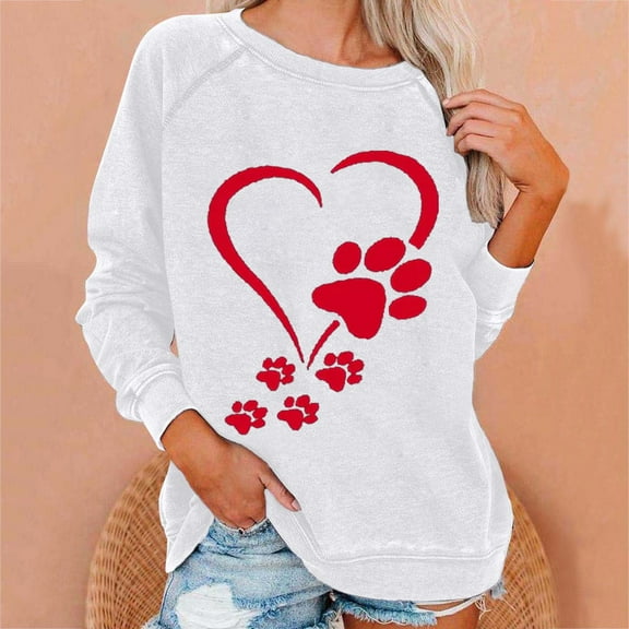 PNTUTB Womens Fashion Crew Neck Casual Hoodless Loose Long Sleeve Shirts Graphic Comfy Sweatshirts