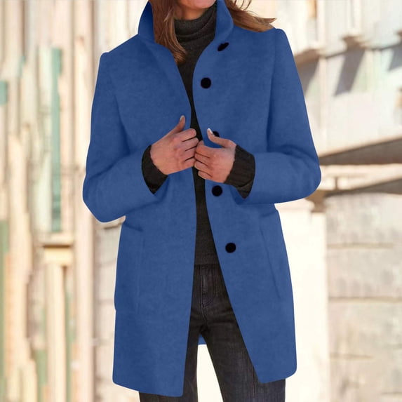 PNTUTB Womens Fashion Solid Color Button Down Lapel Casual Long Sleeve Comfort Coats with Pockets