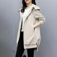 thumbnail image 1 of PNTUTB Womens Full Zip Solid Color Long Sleeve Asymmetrical Hem Hooded Casual Long Coat with Pockets, 1 of 6
