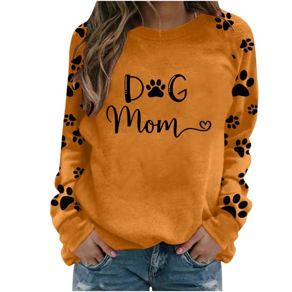 PNTUTB Womens Long Sleeve Crew Neck Casual Hoodless Sweatshirt Fashion Printed Loose Trendy Clothes
