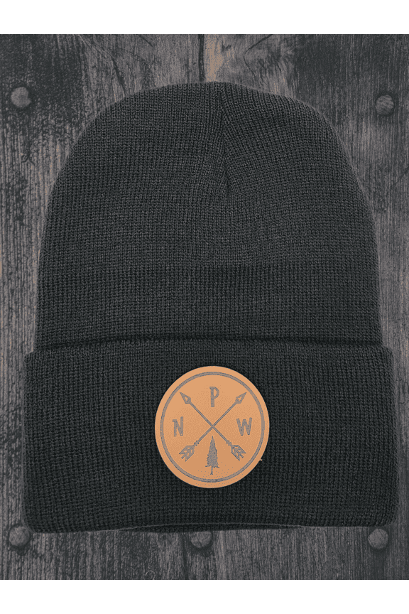 PNW Arrows Beanie With Leather Patch - Black