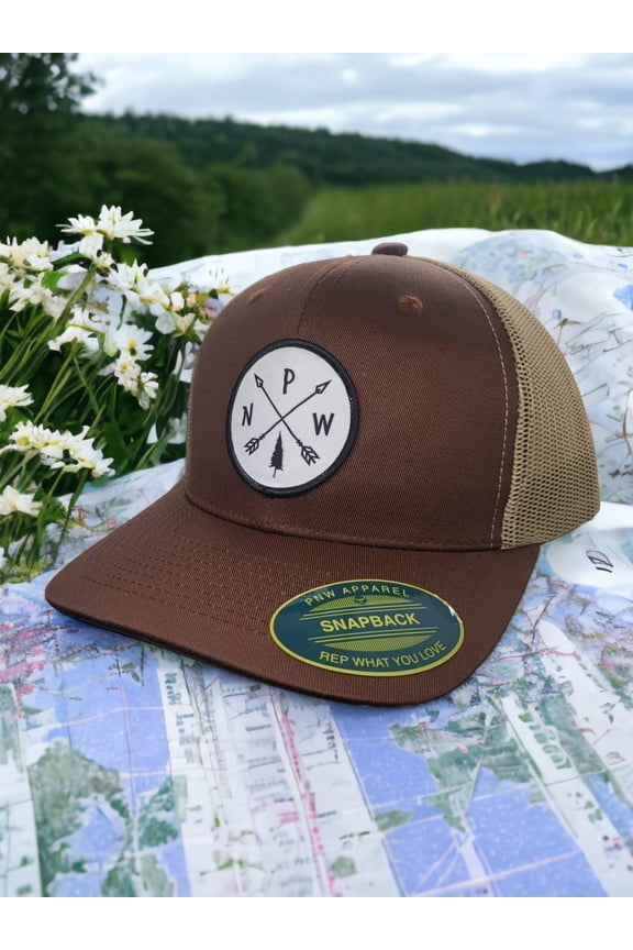 PNW Arrows Classic Snapback Hat - Brown on Khaki