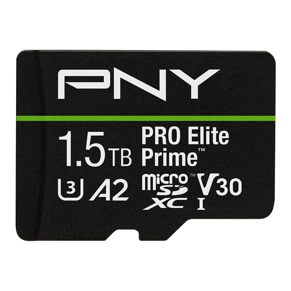 PNY 1.5TB PRO Elite Prime C10 U3 V30 A2 microSDXC Flash Memory Card Ultra-Fast Speeds, Read 200MB/s, Write 150MB/s, 4K UHD, Full HD, UHS-I, For Smartphones, Drones, Action Cameras